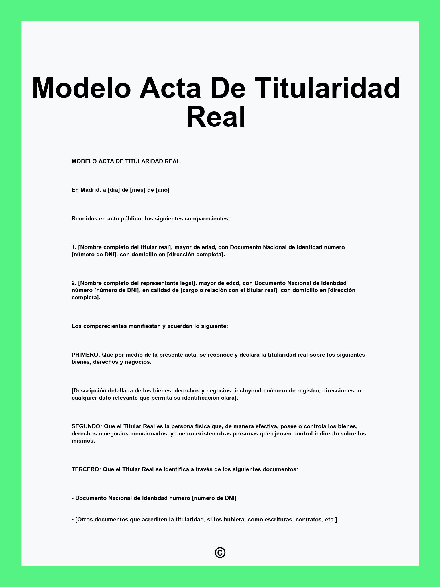 Modelo Acta De Titularidad Real