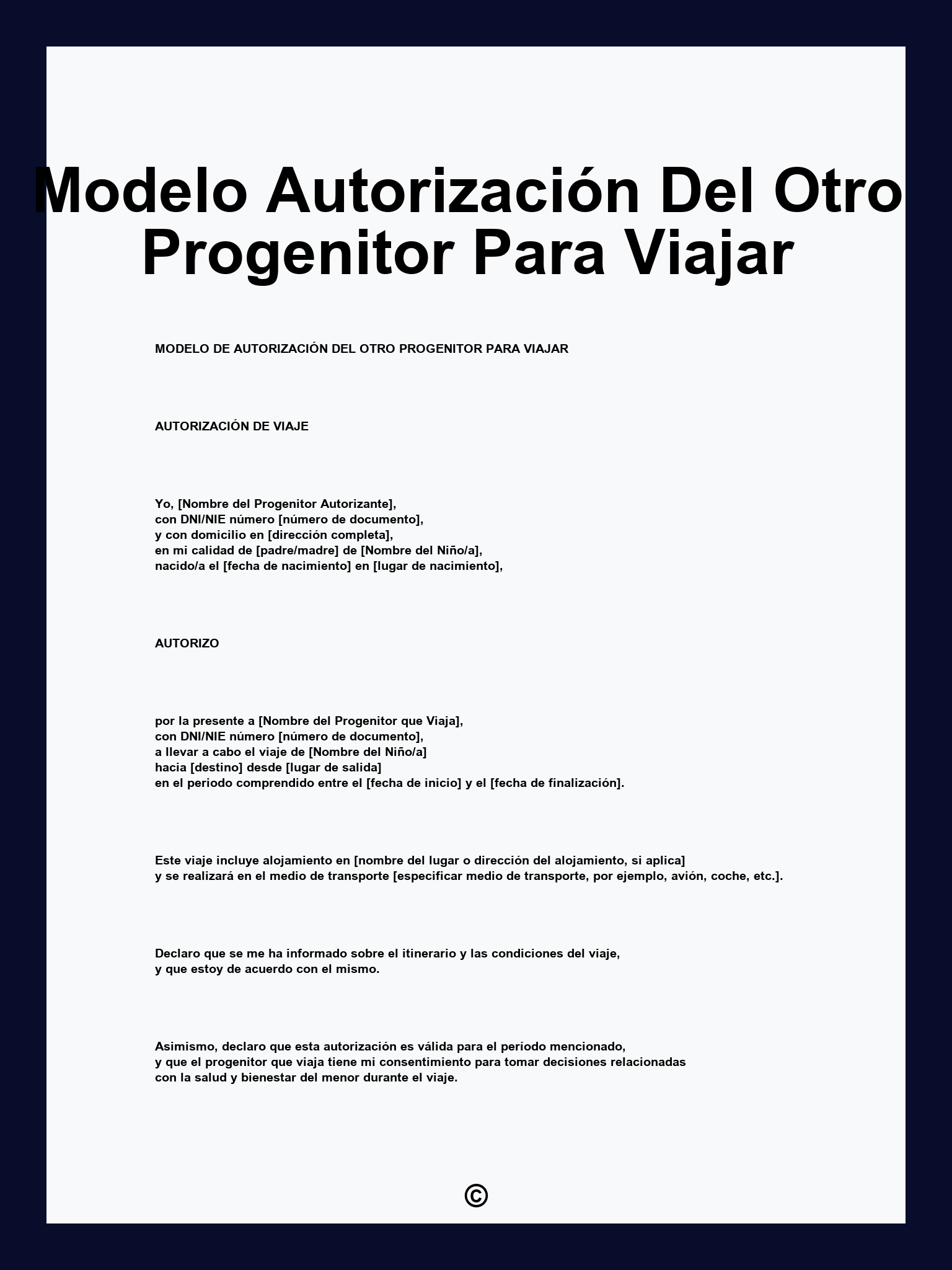 Modelo autorización viaje menores | Exoticviajes.com