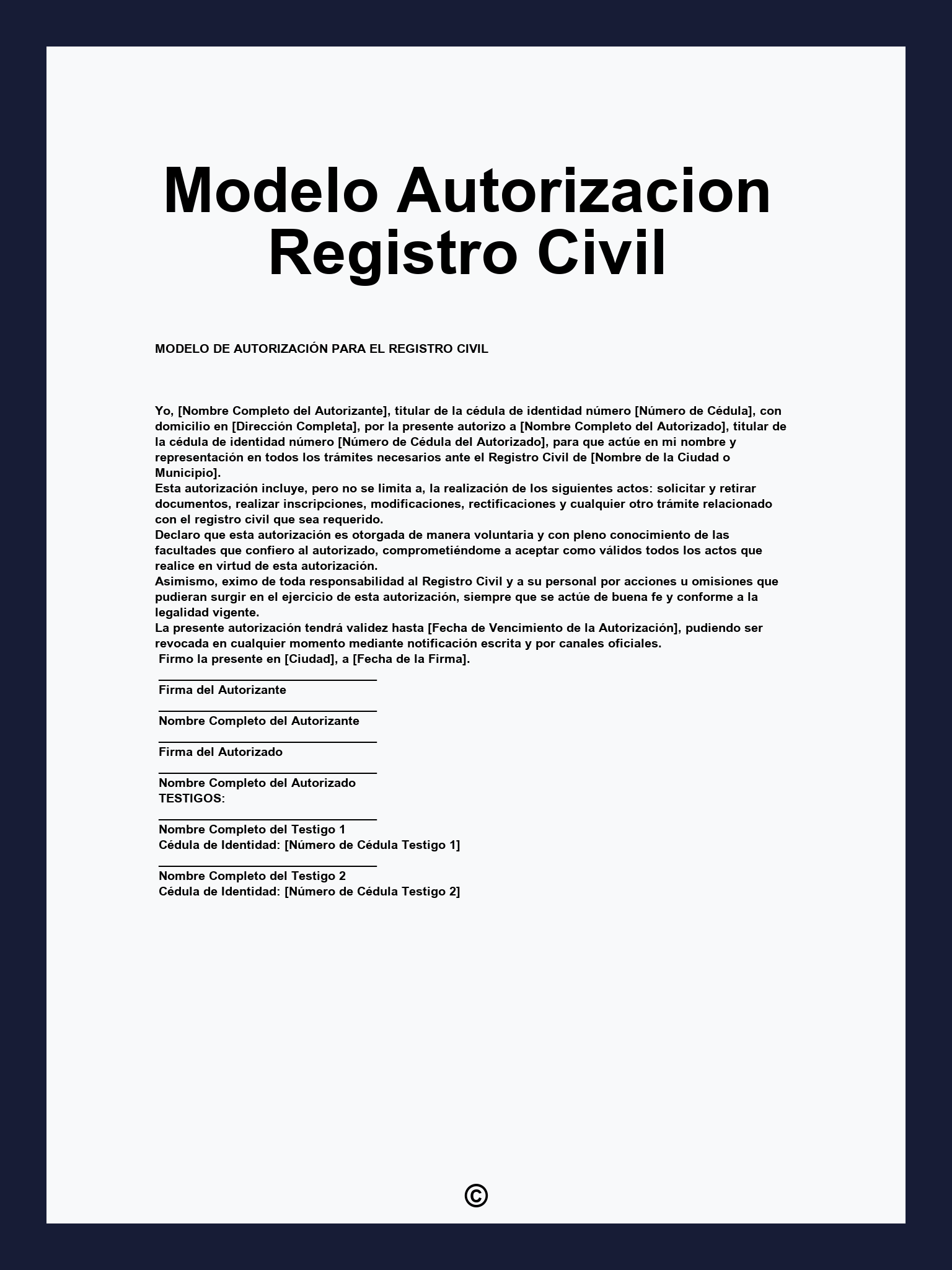 Modelo Autorizacion Registro Civil
