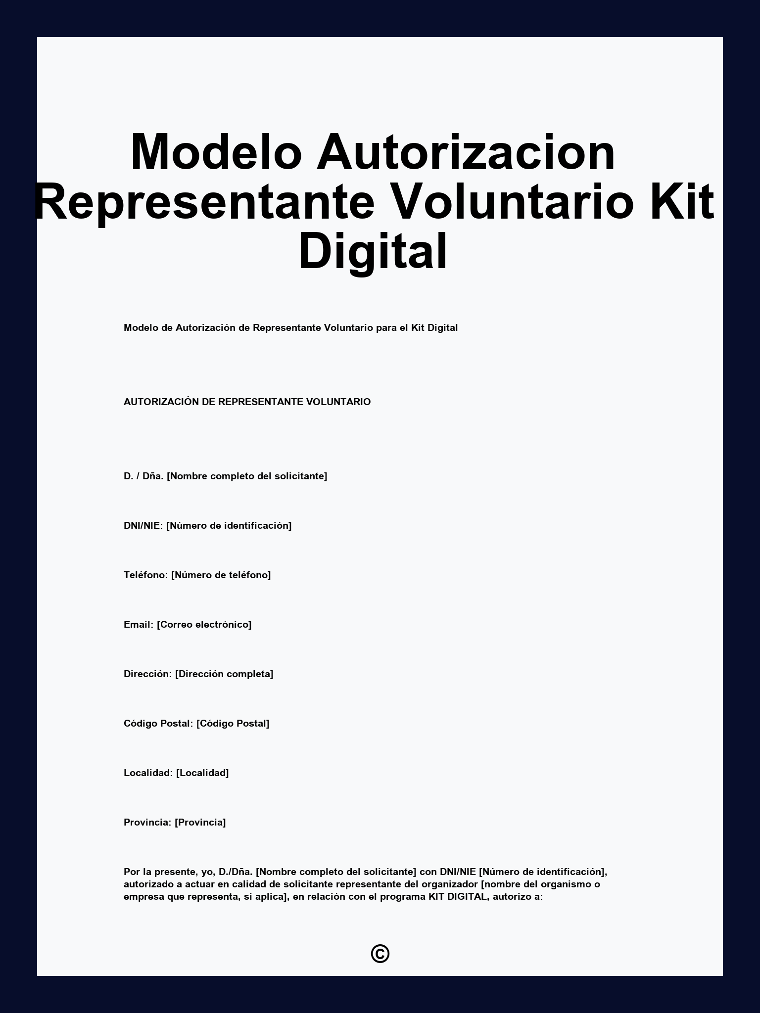 Modelo Autorizacion Representante Voluntario Kit Digital
