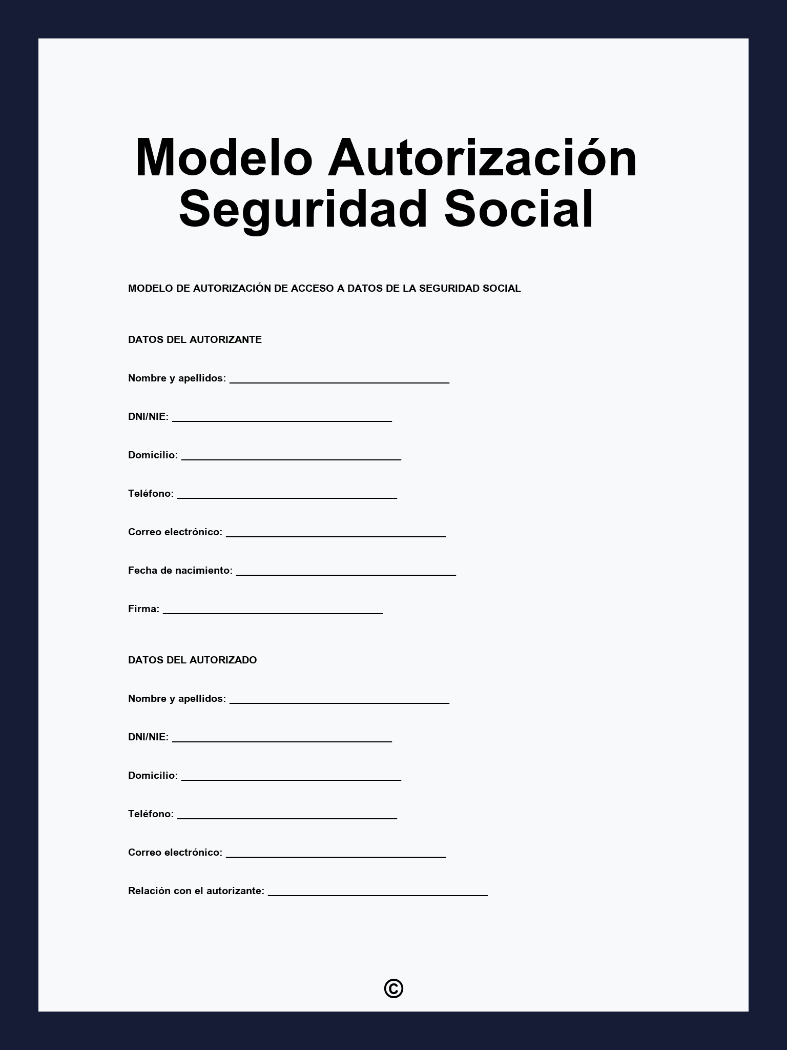 Modelo Autorización Seguridad Social
