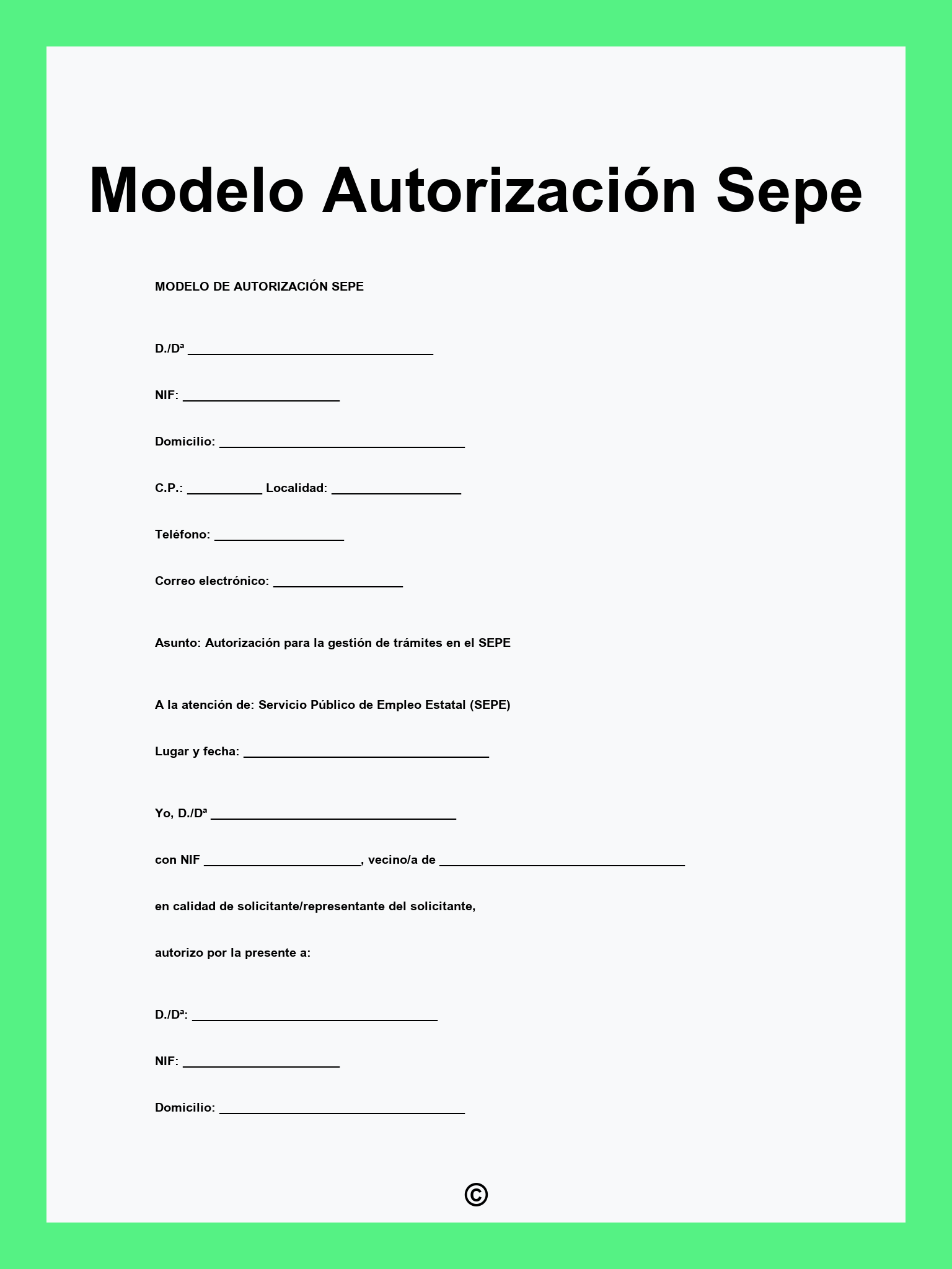 Modelo Autorización Sepe
