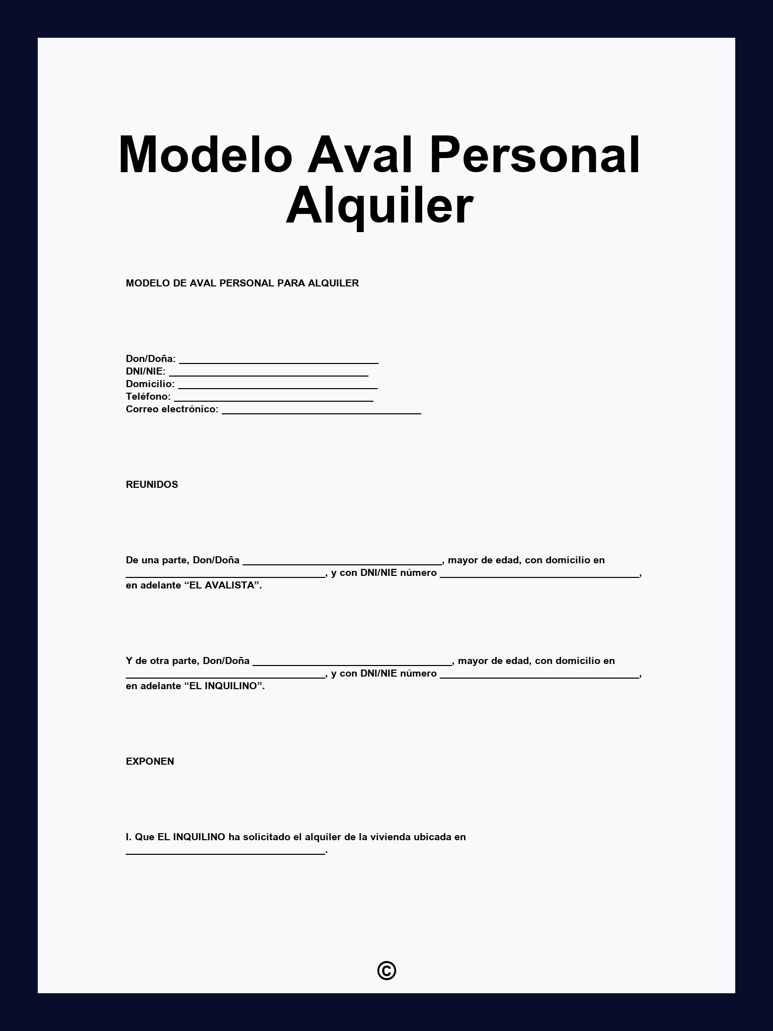 Modelo Aval Personal Alquiler