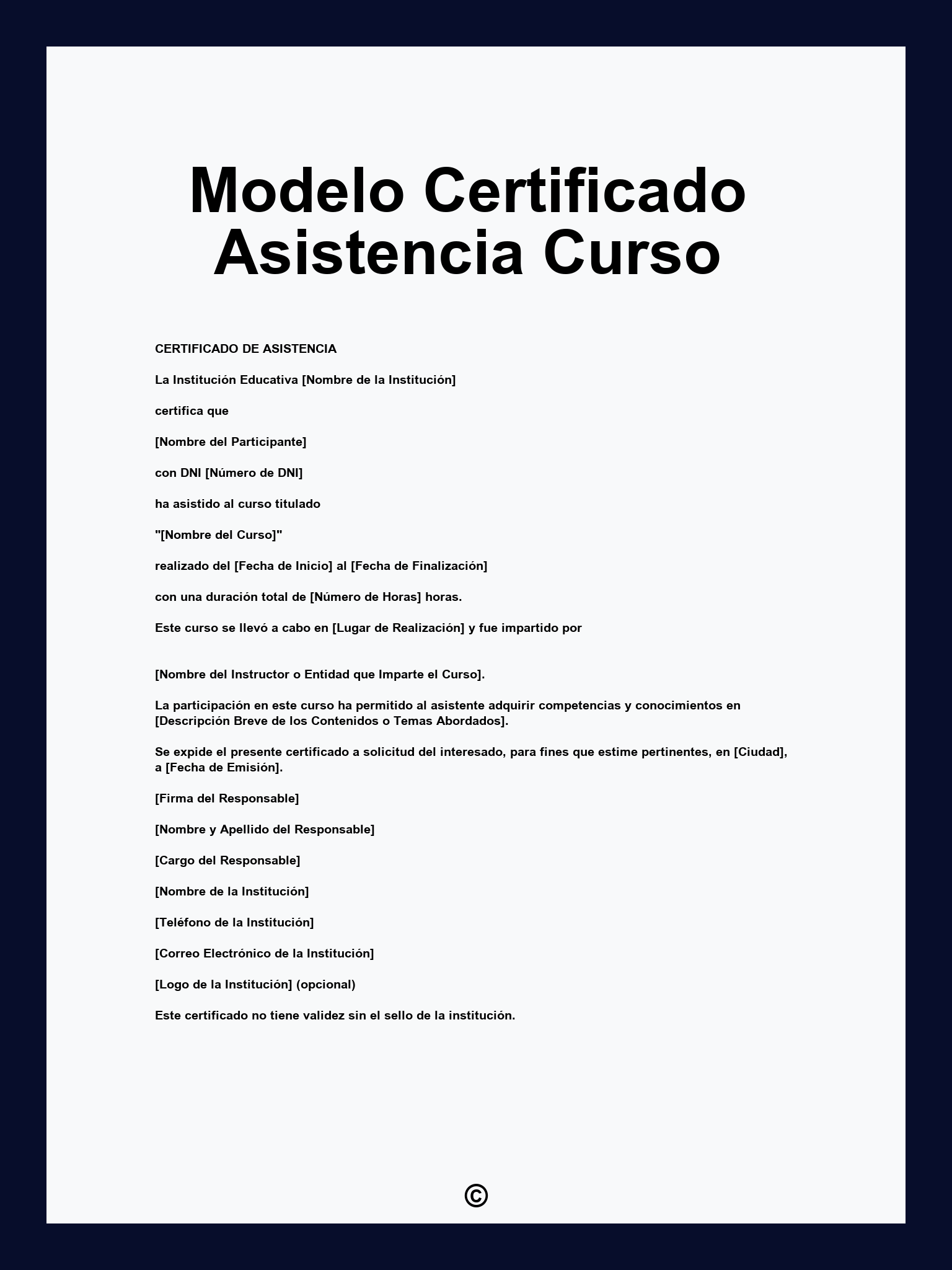 Modelo Certificado Asistencia Curso