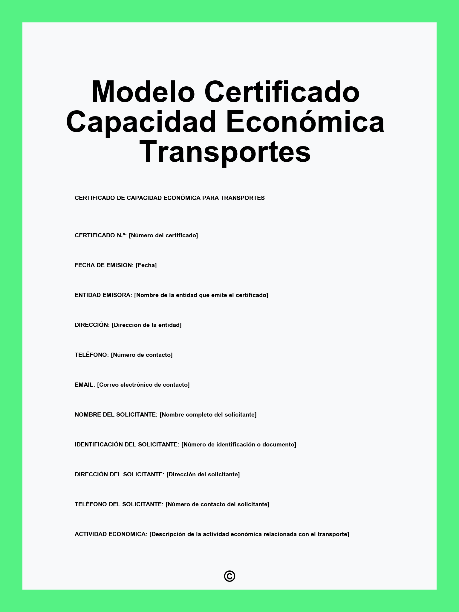 Modelo Certificado Capacidad Económica Transportes