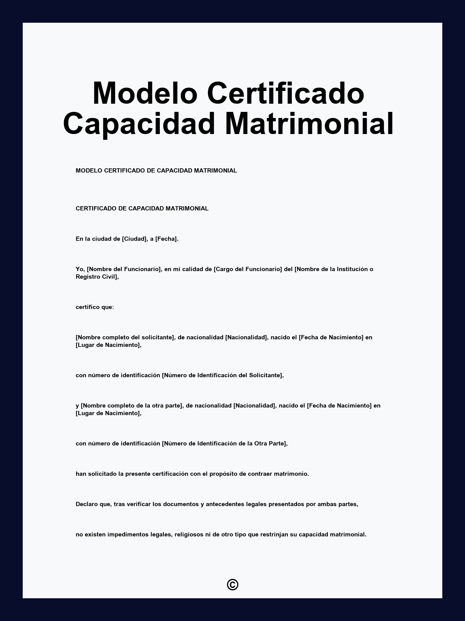 Modelo Certificado Capacidad Matrimonial