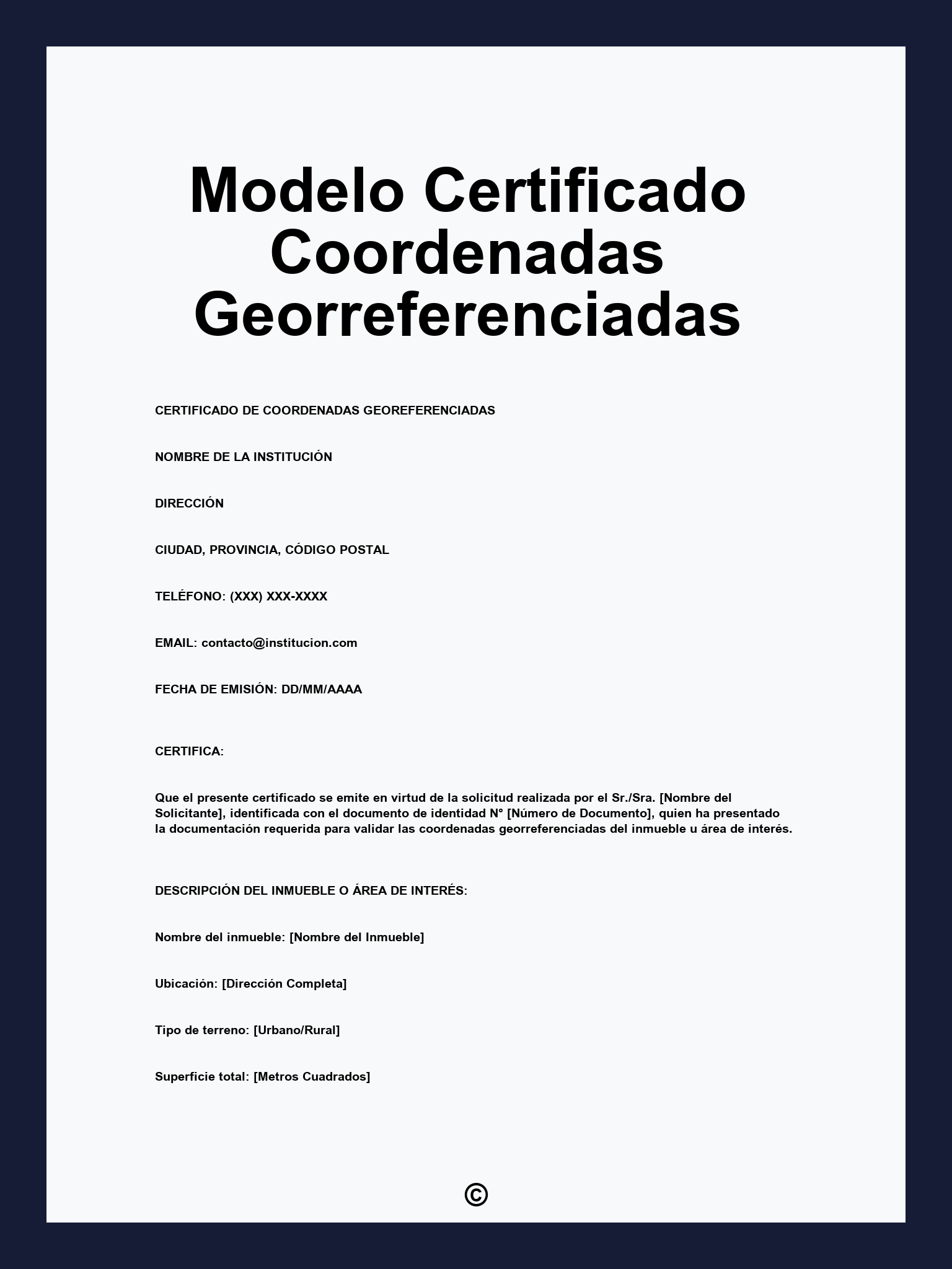 Modelo Certificado Coordenadas Georreferenciadas