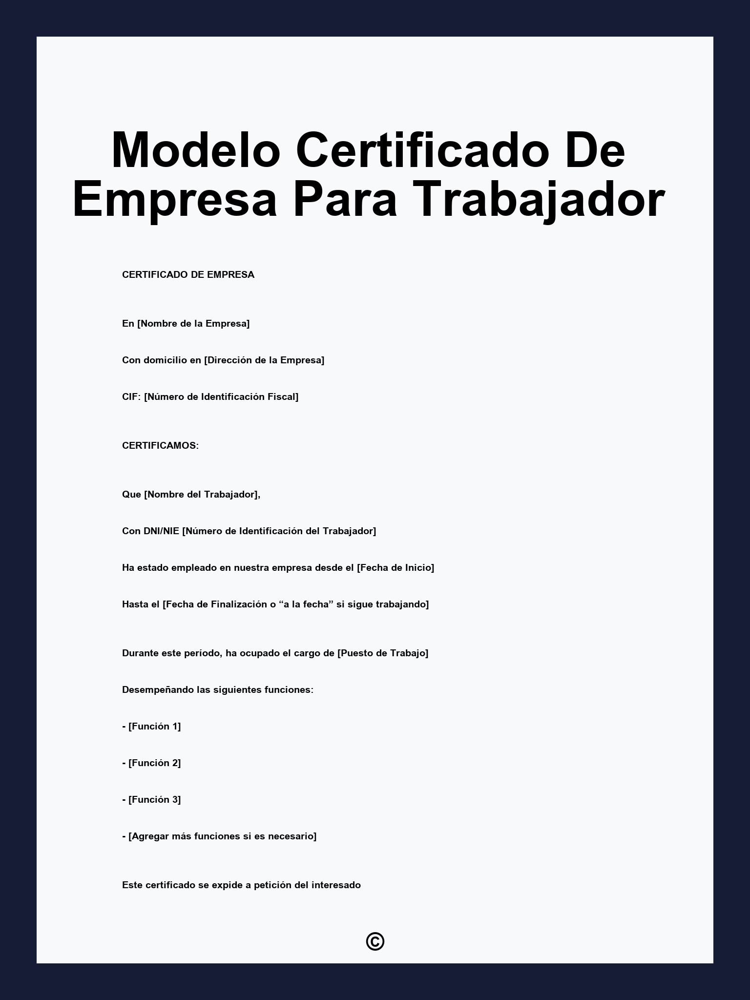 Modelo Certificado De Empresa Para Trabajador