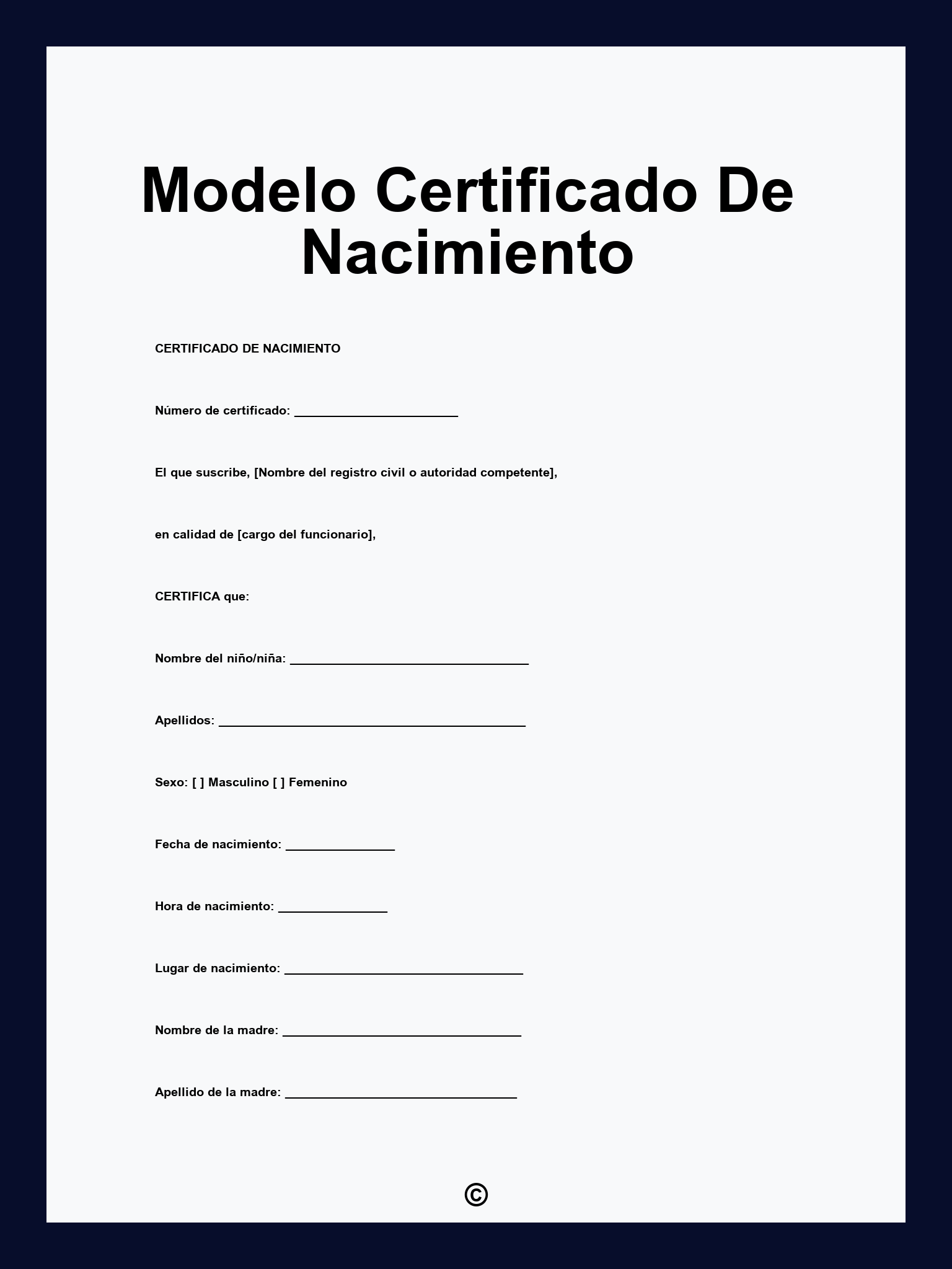 Modelo Certificado De Nacimiento