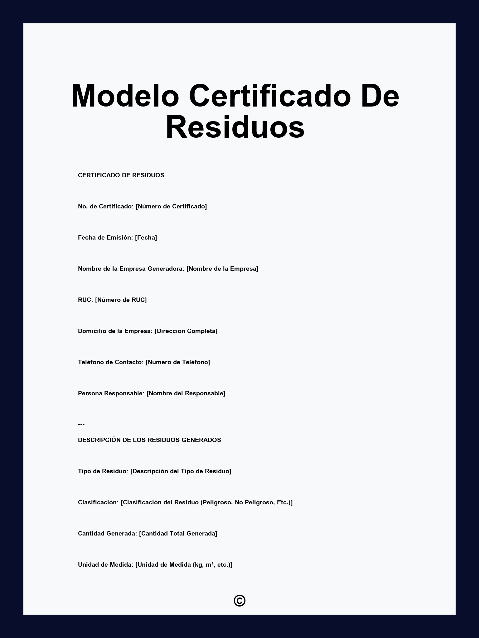 Modelo Certificado De Residuos