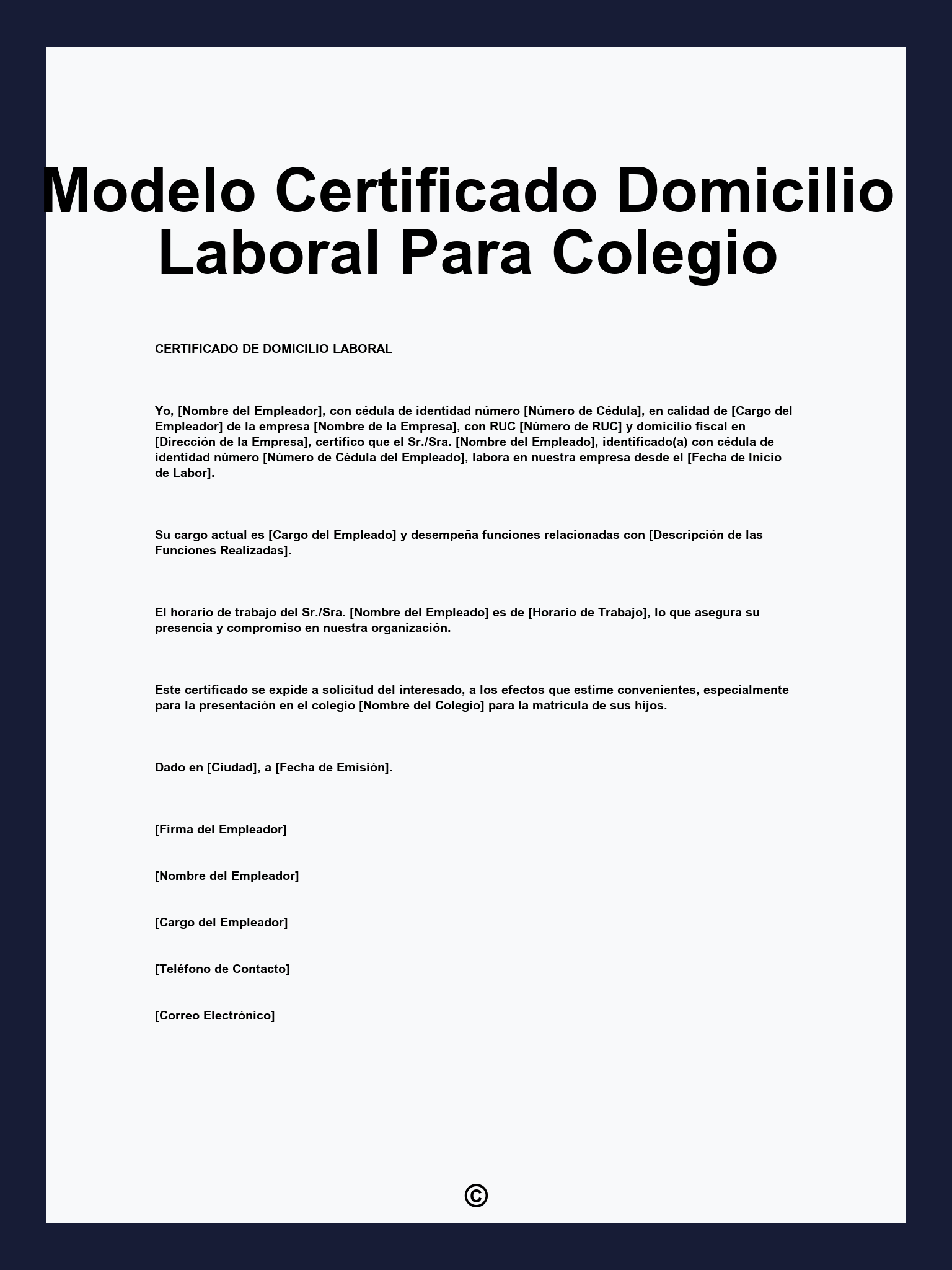 Modelo Certificado Domicilio Laboral Para Colegio