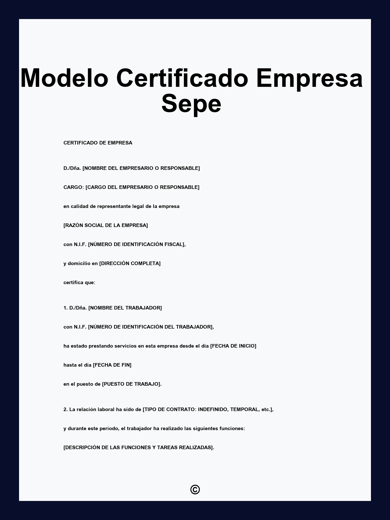 Modelo Certificado Empresa Sepe