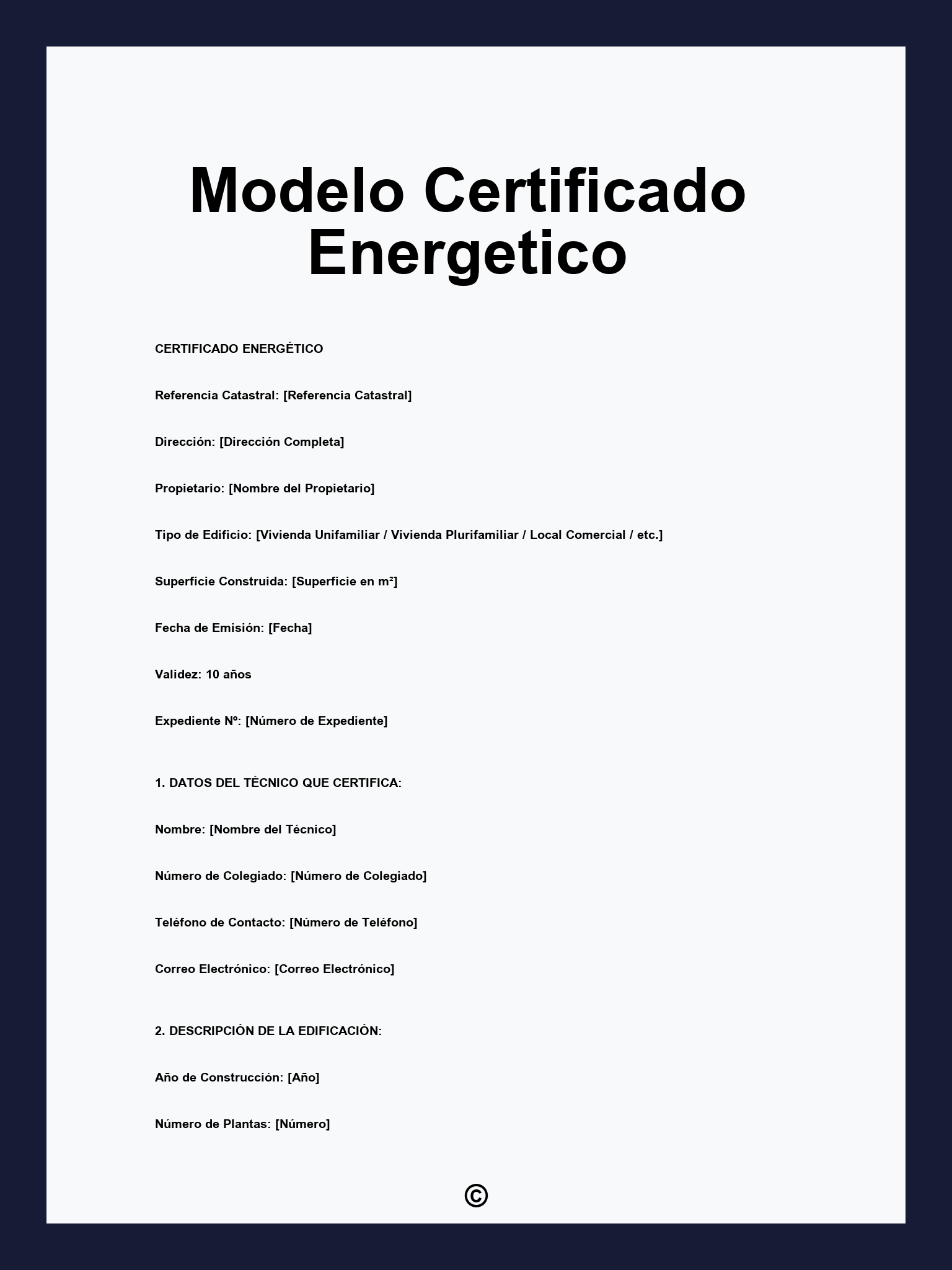 Modelo Certificado Energetico
