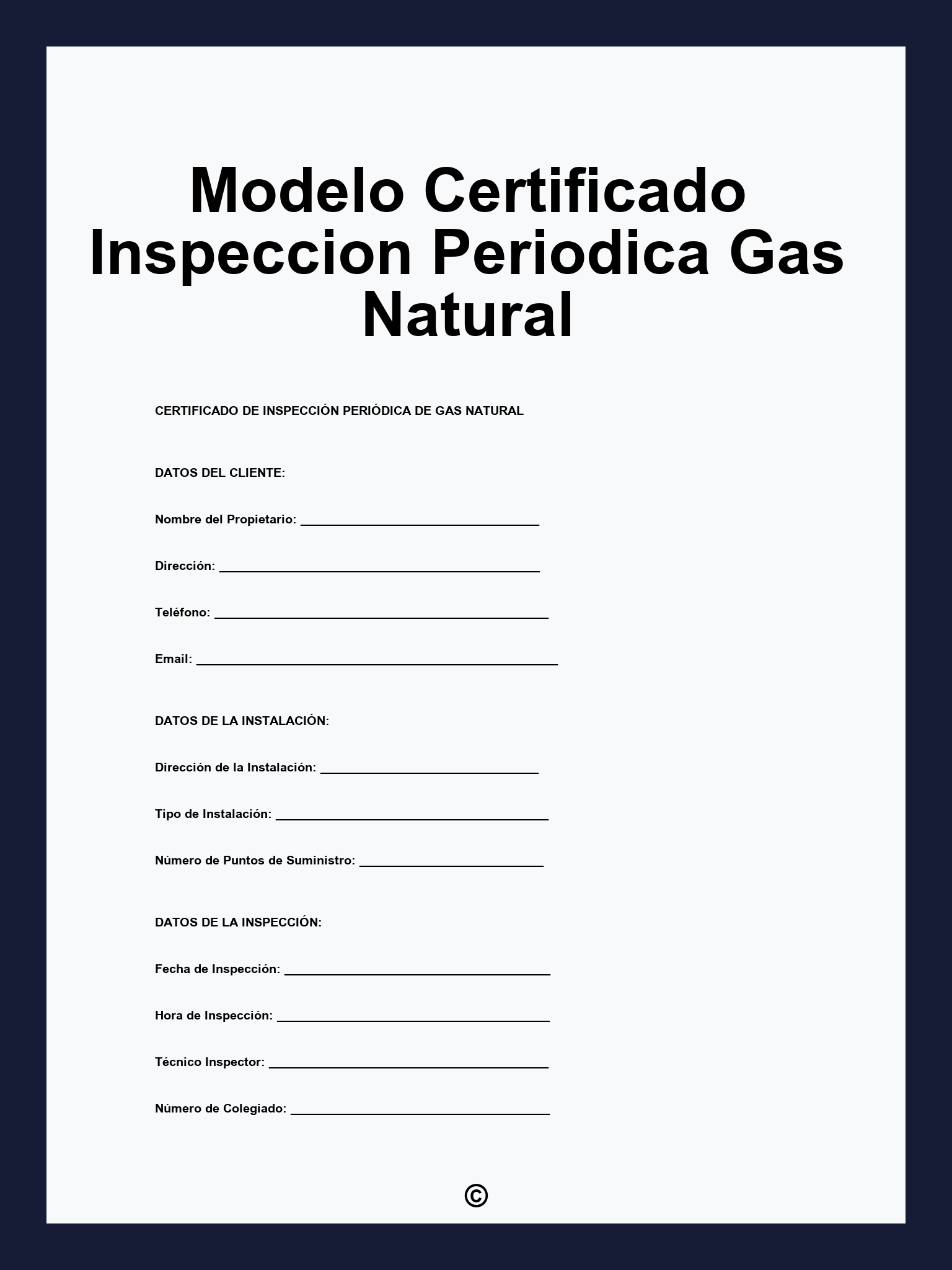 Modelo Certificado Inspeccion Periodica Gas Natural