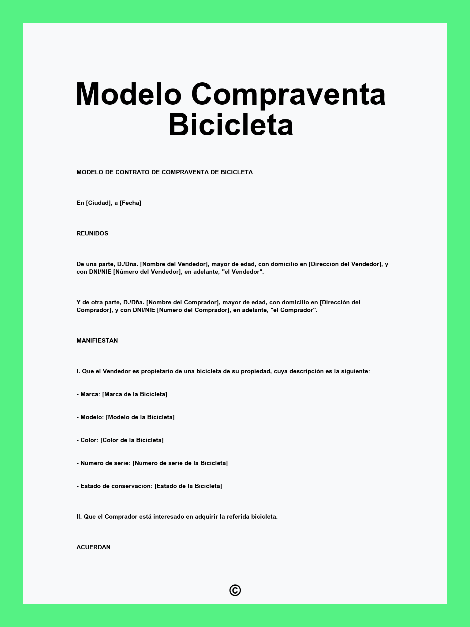 Modelo Compraventa Bicicleta