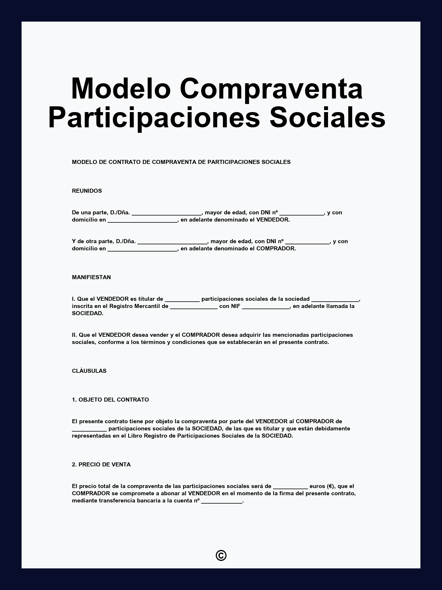 Modelo Compraventa Participaciones Sociales