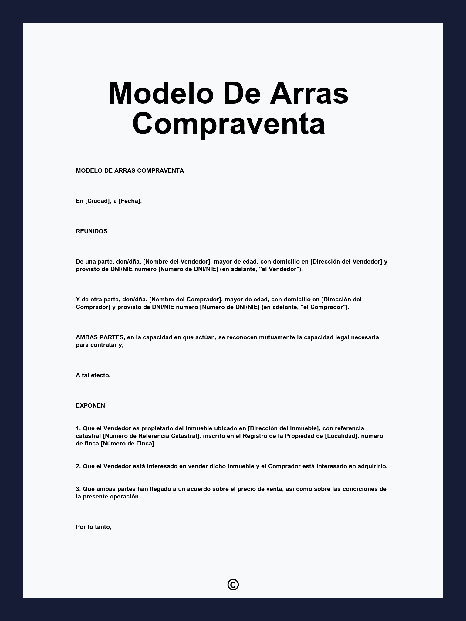 Modelo De Arras Compraventa