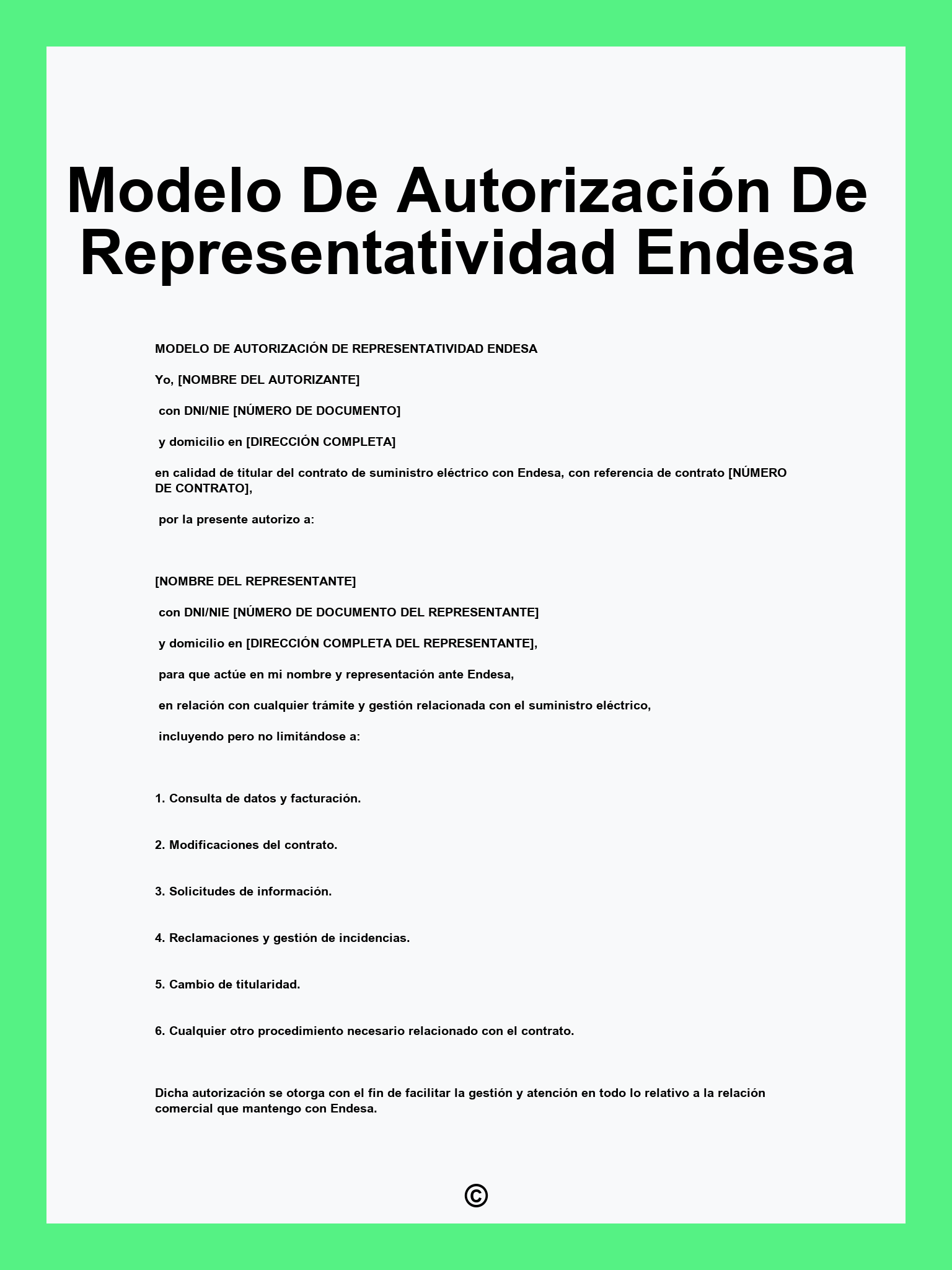 Modelo De Autorización De Representatividad Endesa