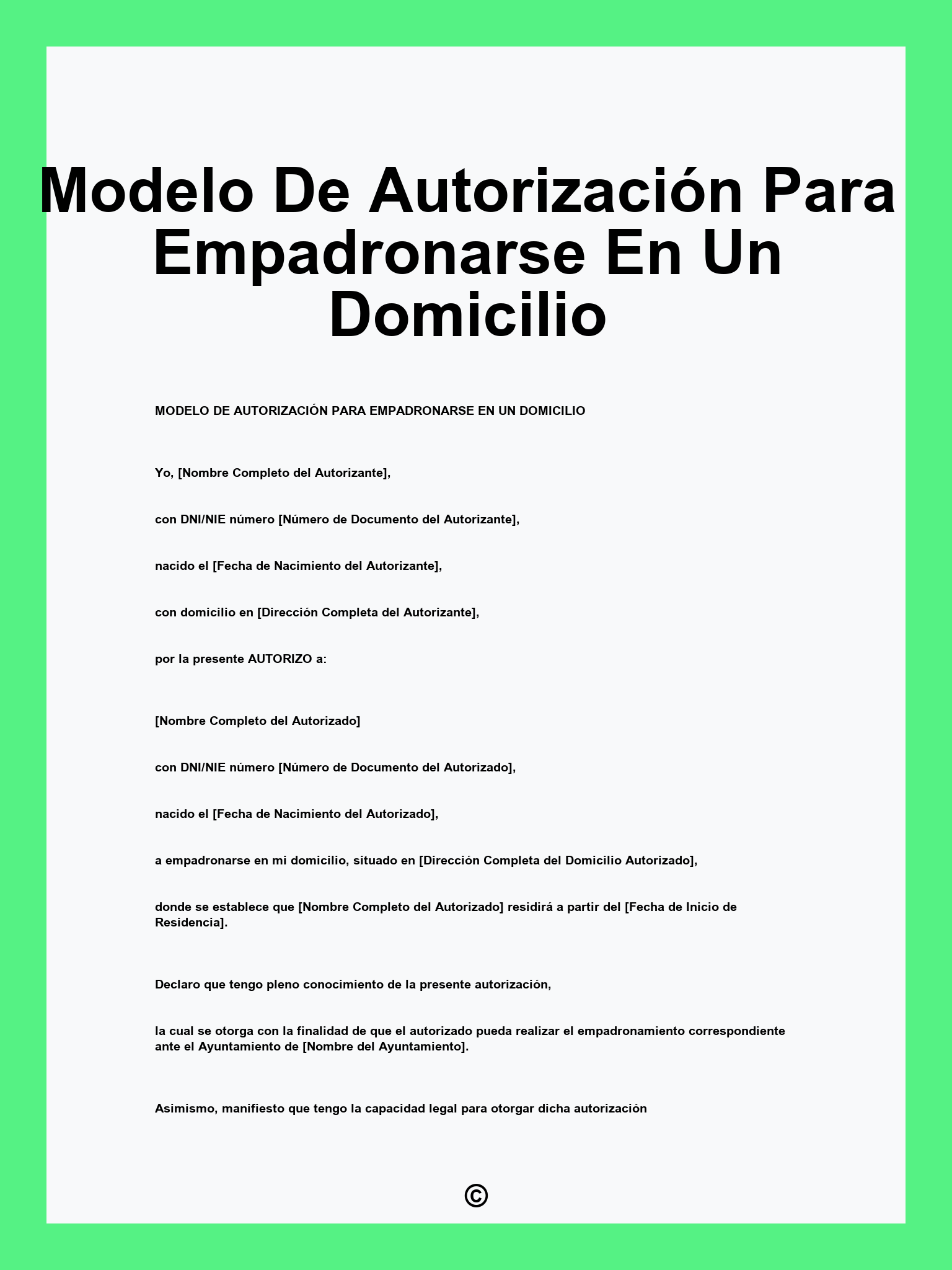 Modelo De Autorización Para Empadronarse En Un Domicilio