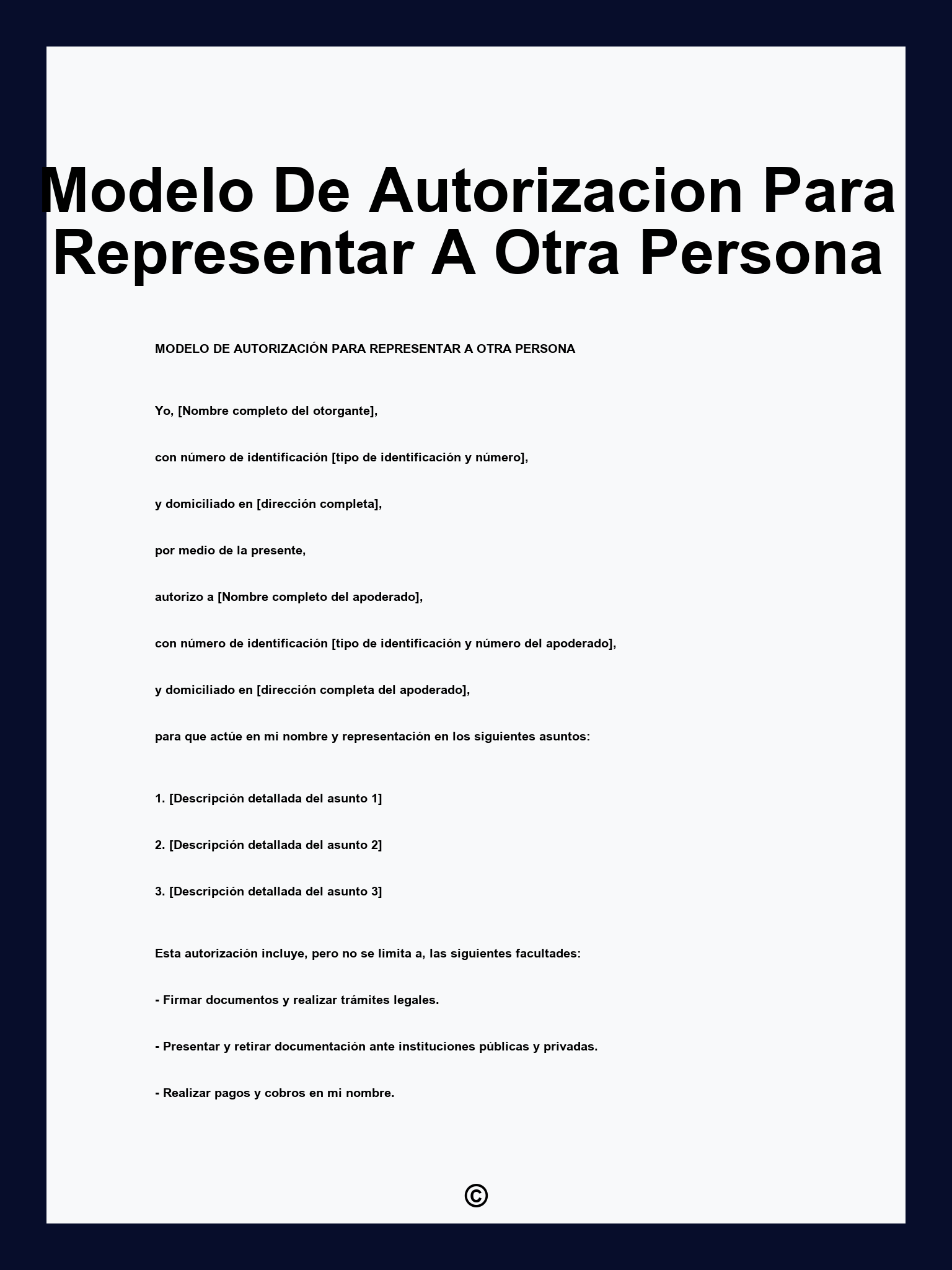 Modelo De Autorizacion Para Representar A Otra Persona