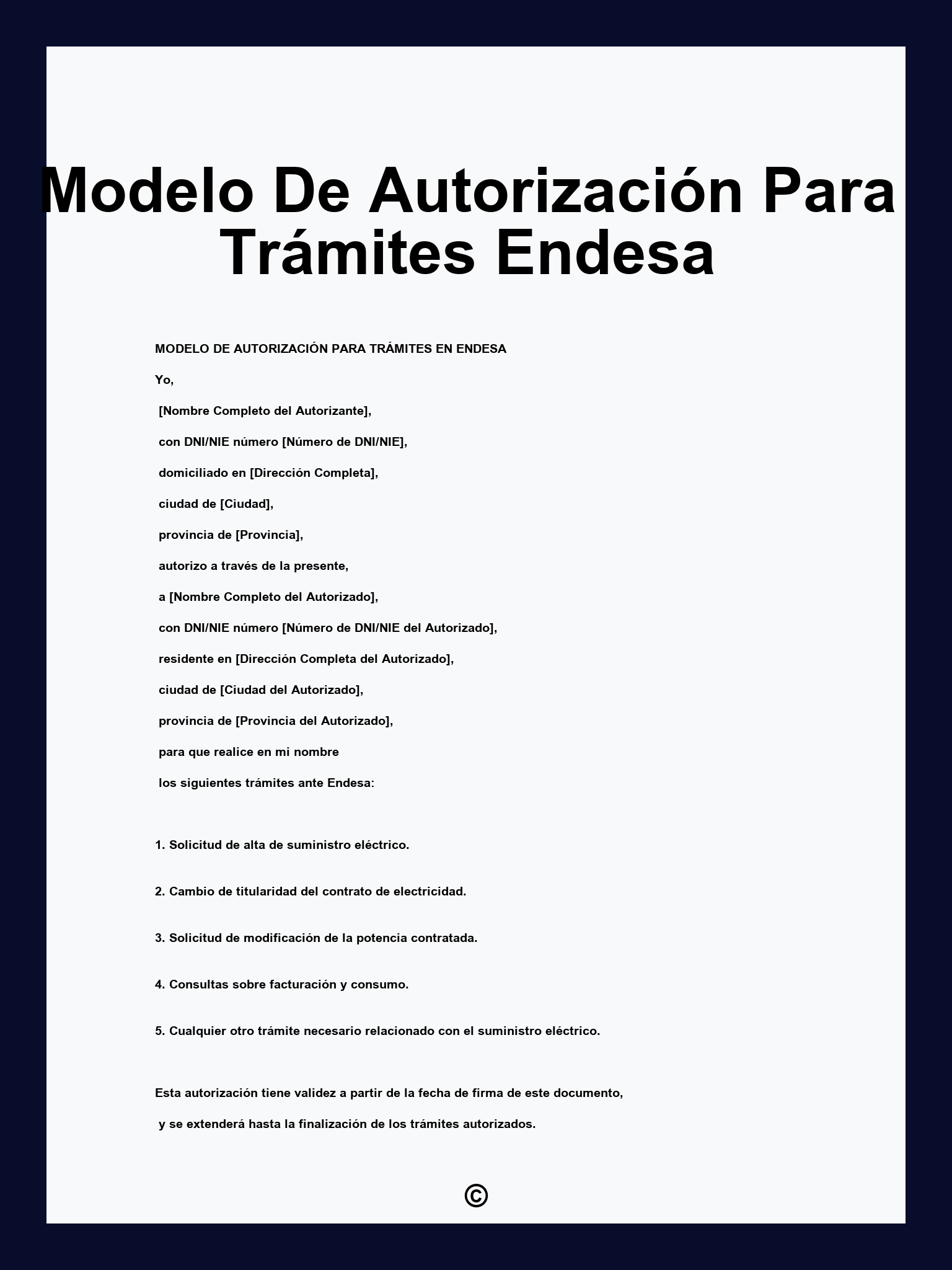 Modelo De Autorización Para Trámites Endesa