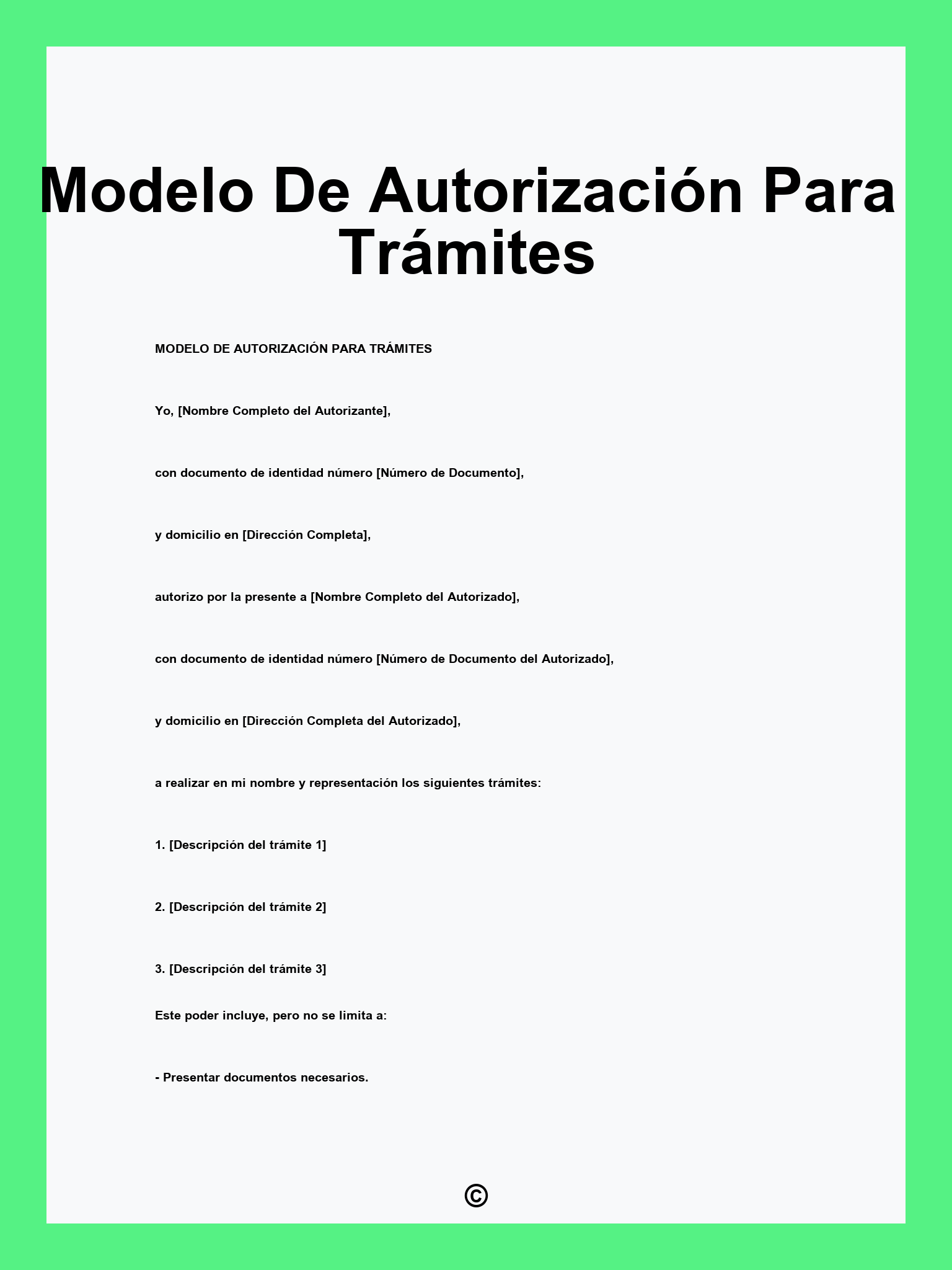Modelo De Autorización Para Trámites