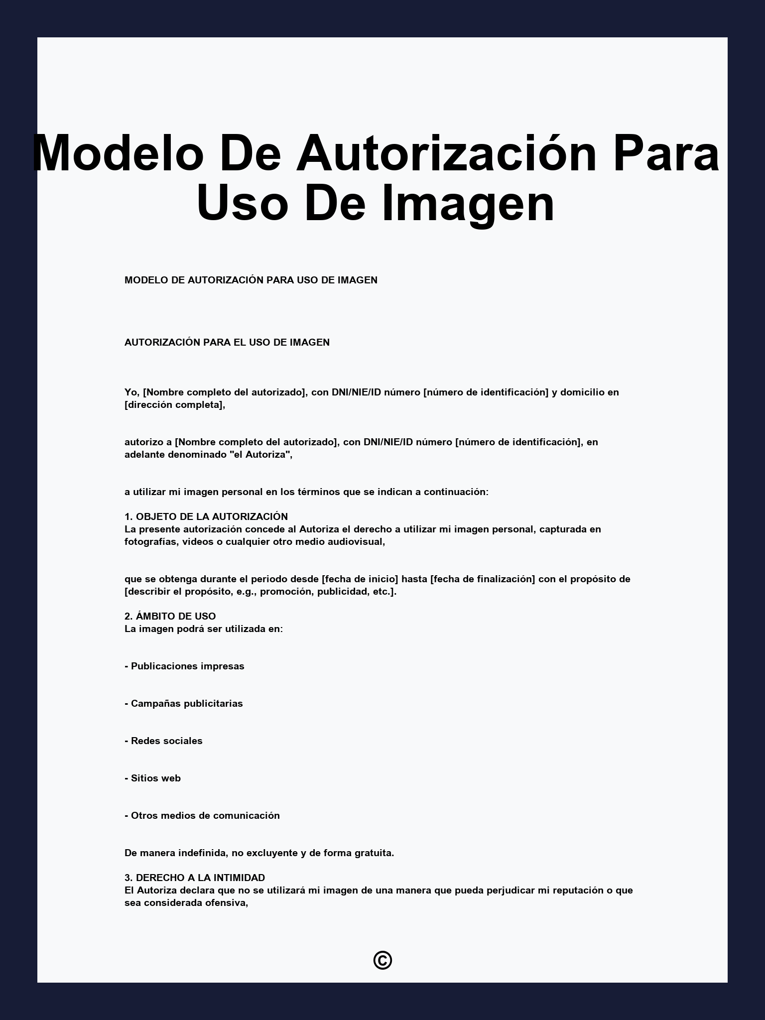 Modelo De Autorización Para Uso De Imagen