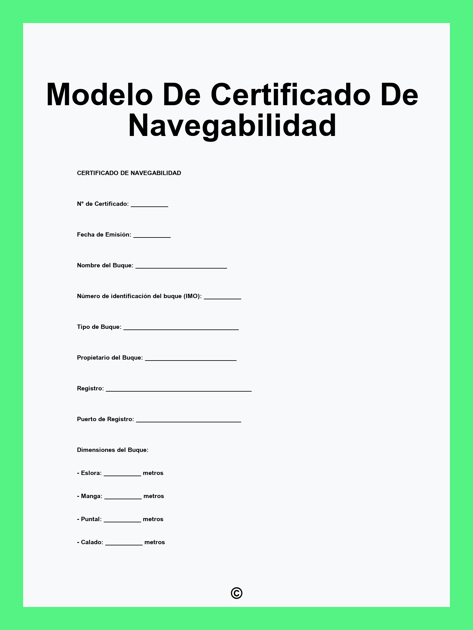 Modelo De Certificado De Navegabilidad