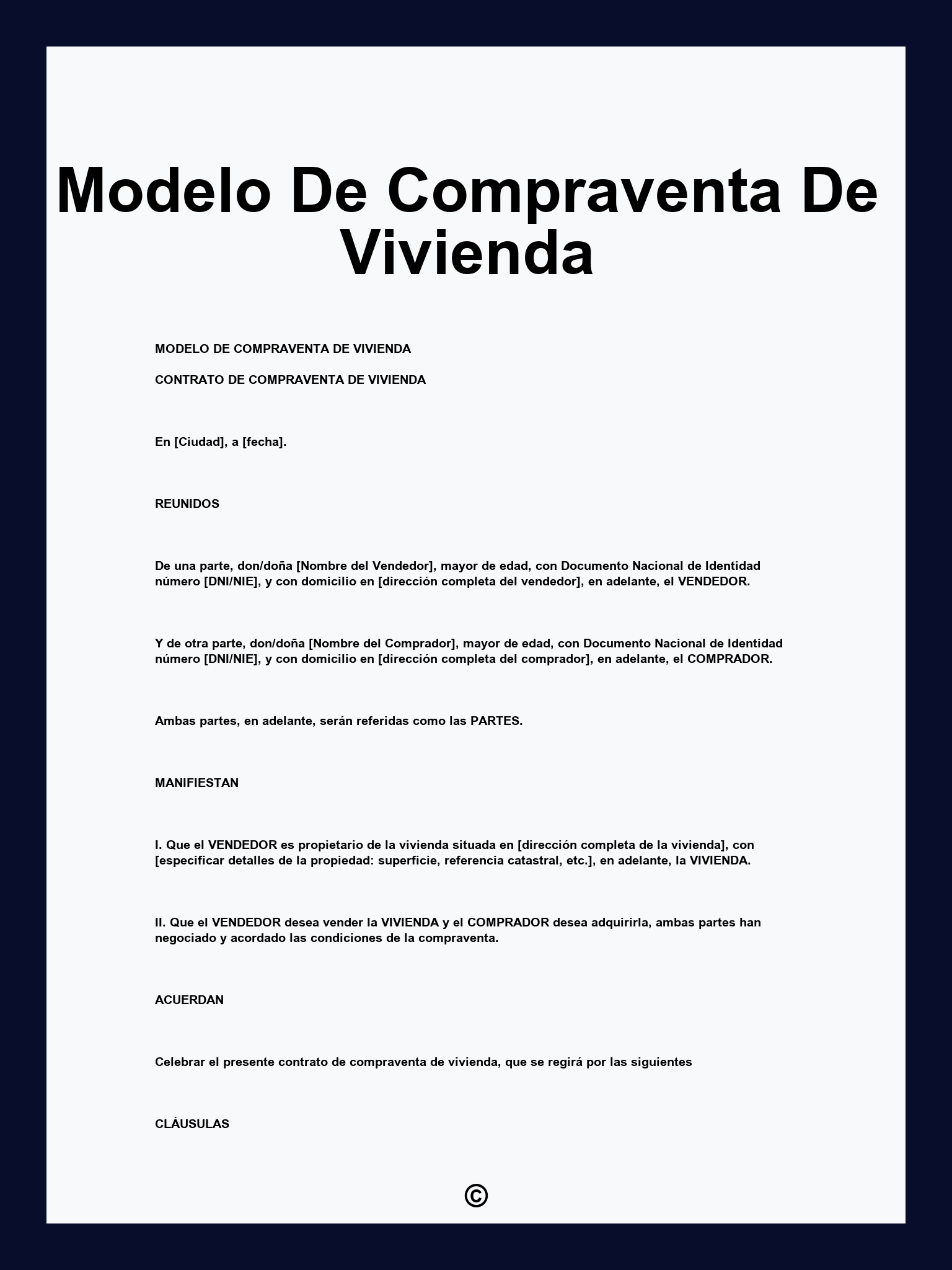 Modelo De Compraventa De Vivienda