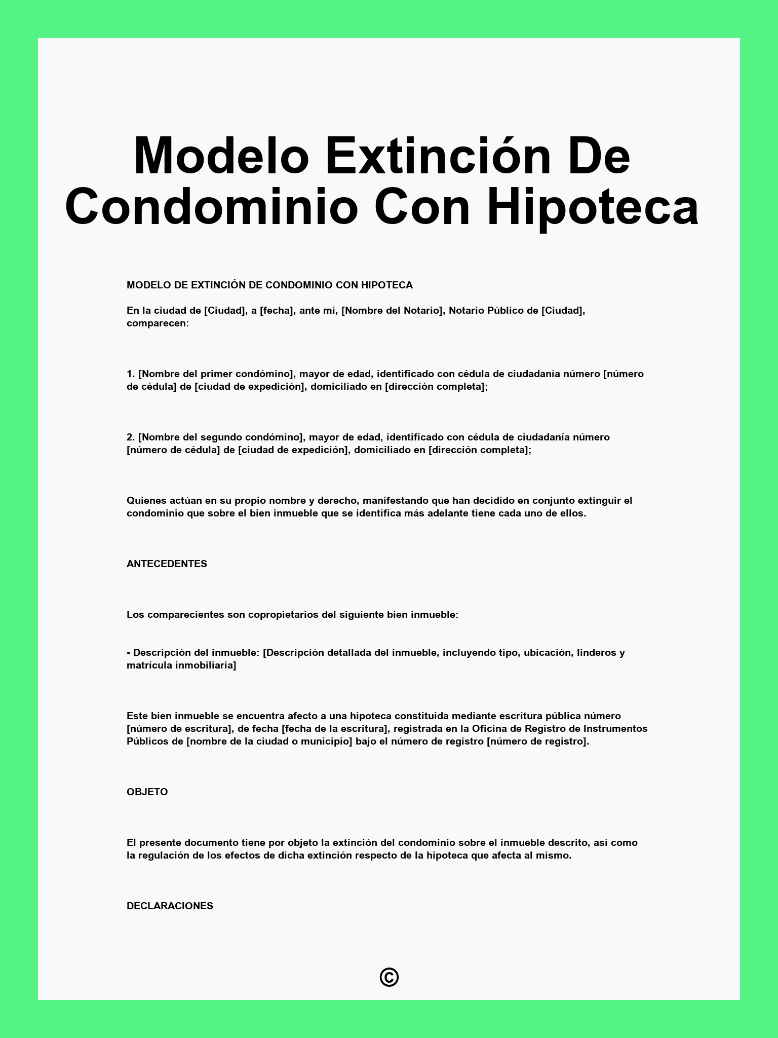 Modelo Extinción De Condominio Con Hipoteca