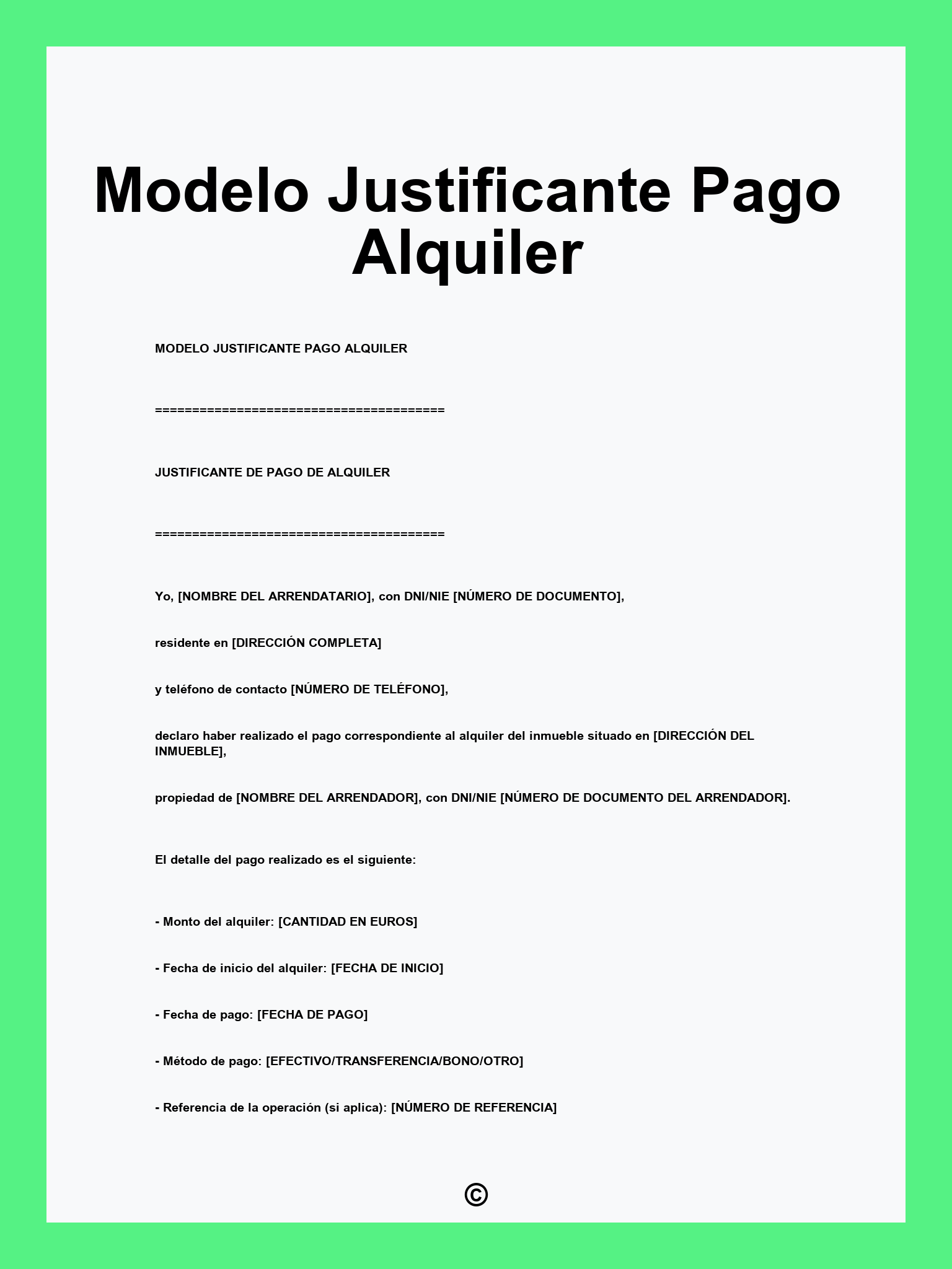 Modelo Justificante Pago Alquiler