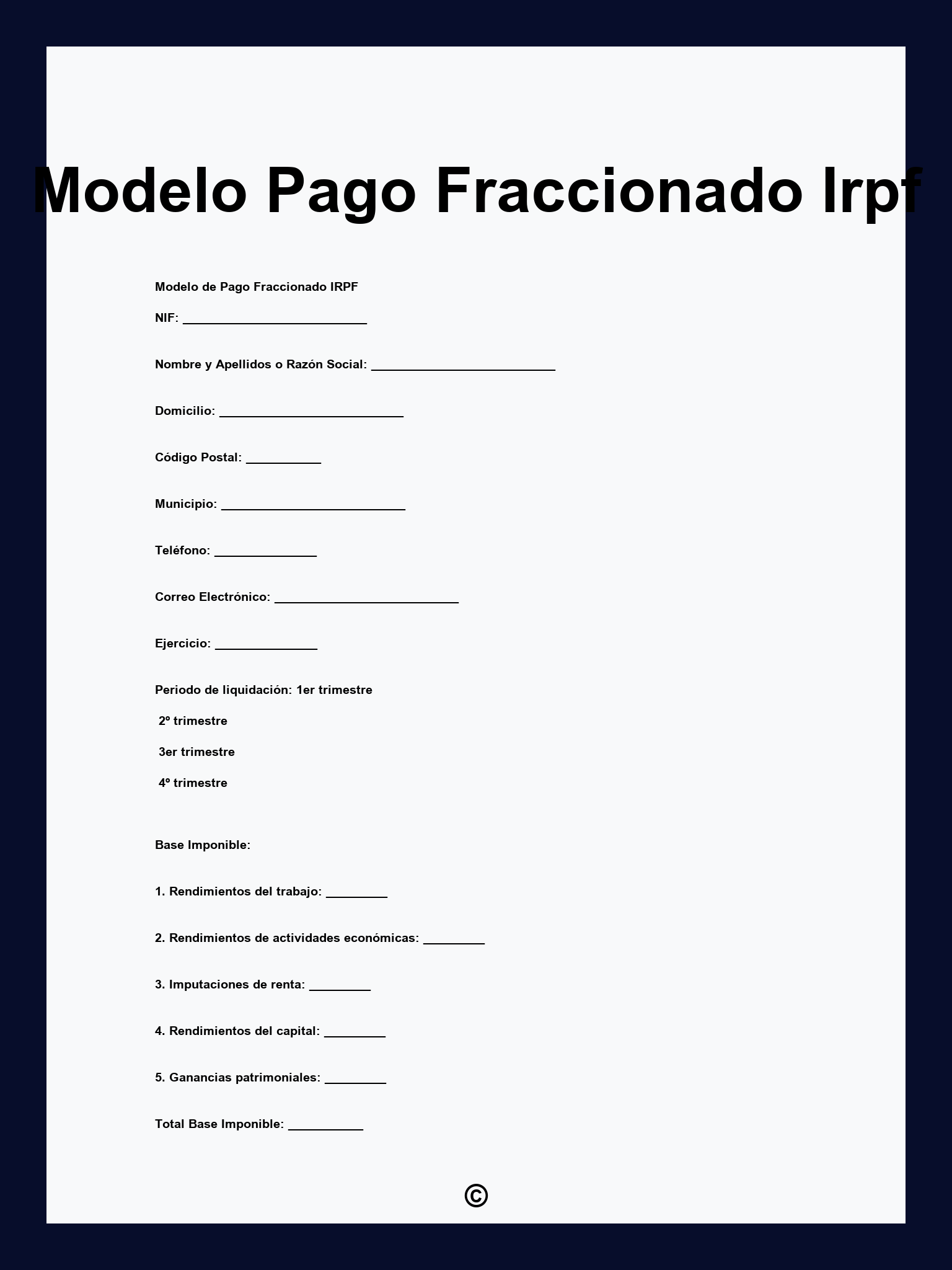 Modelo Pago Fraccionado Irpf