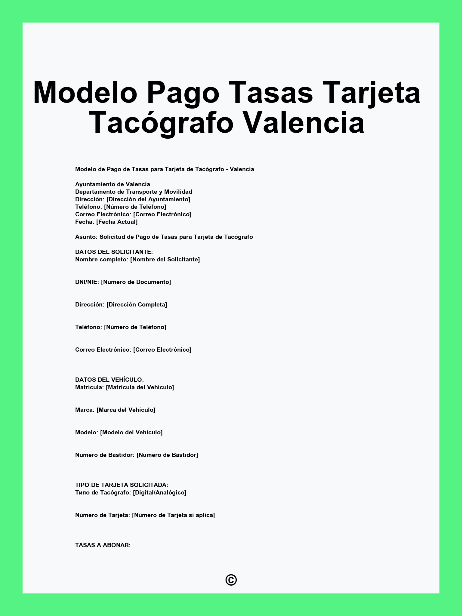Modelo Pago Tasas Tarjeta Tacógrafo Valencia