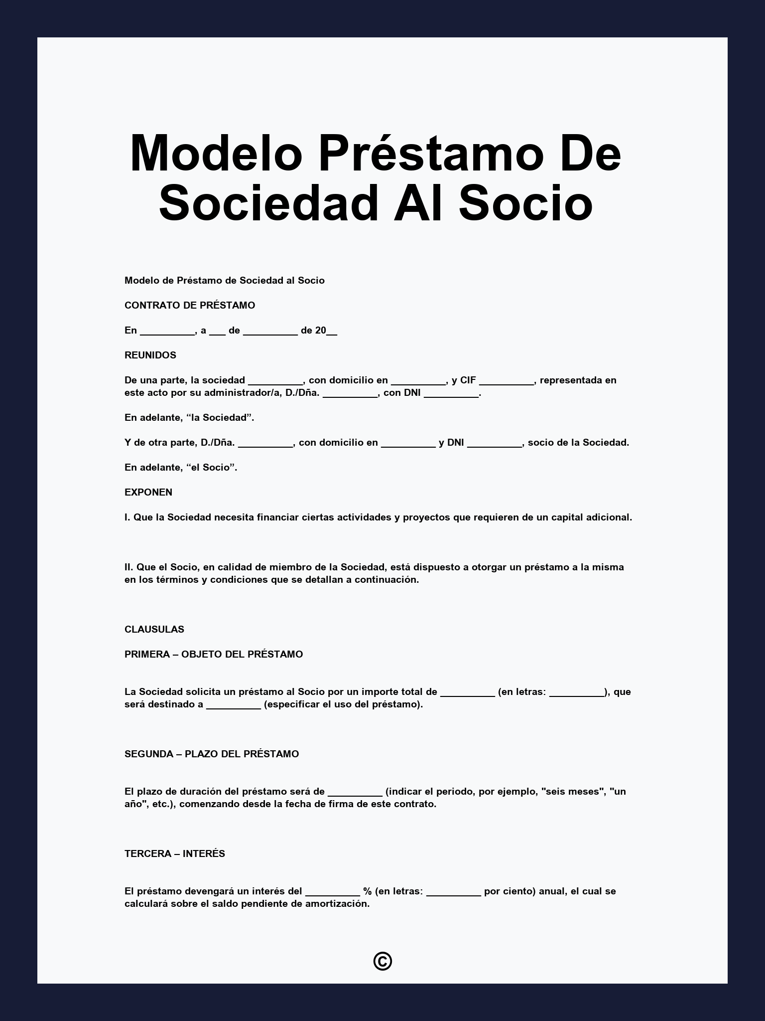 Modelo Préstamo De Sociedad Al Socio