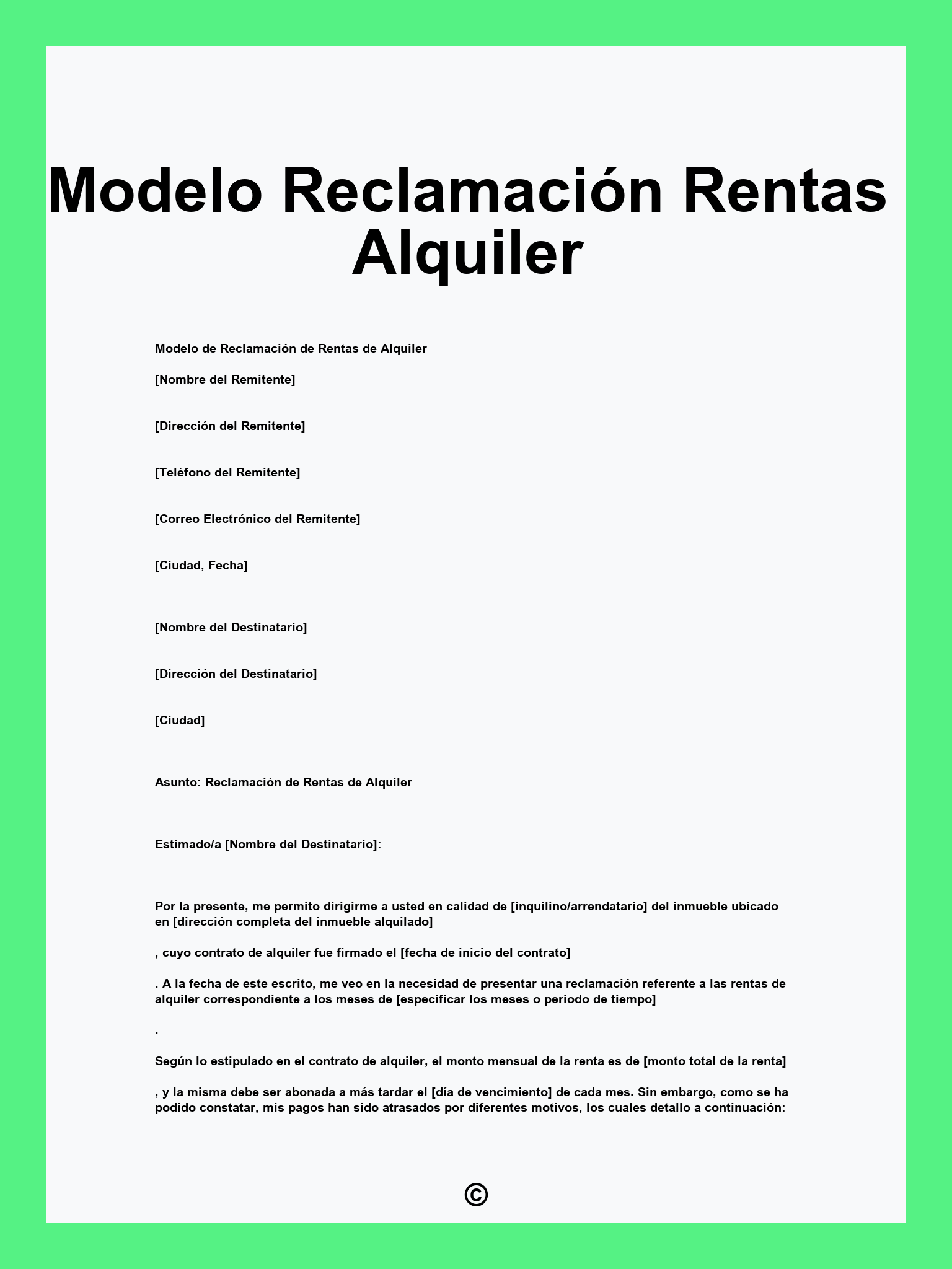 Modelo Reclamación Rentas Alquiler