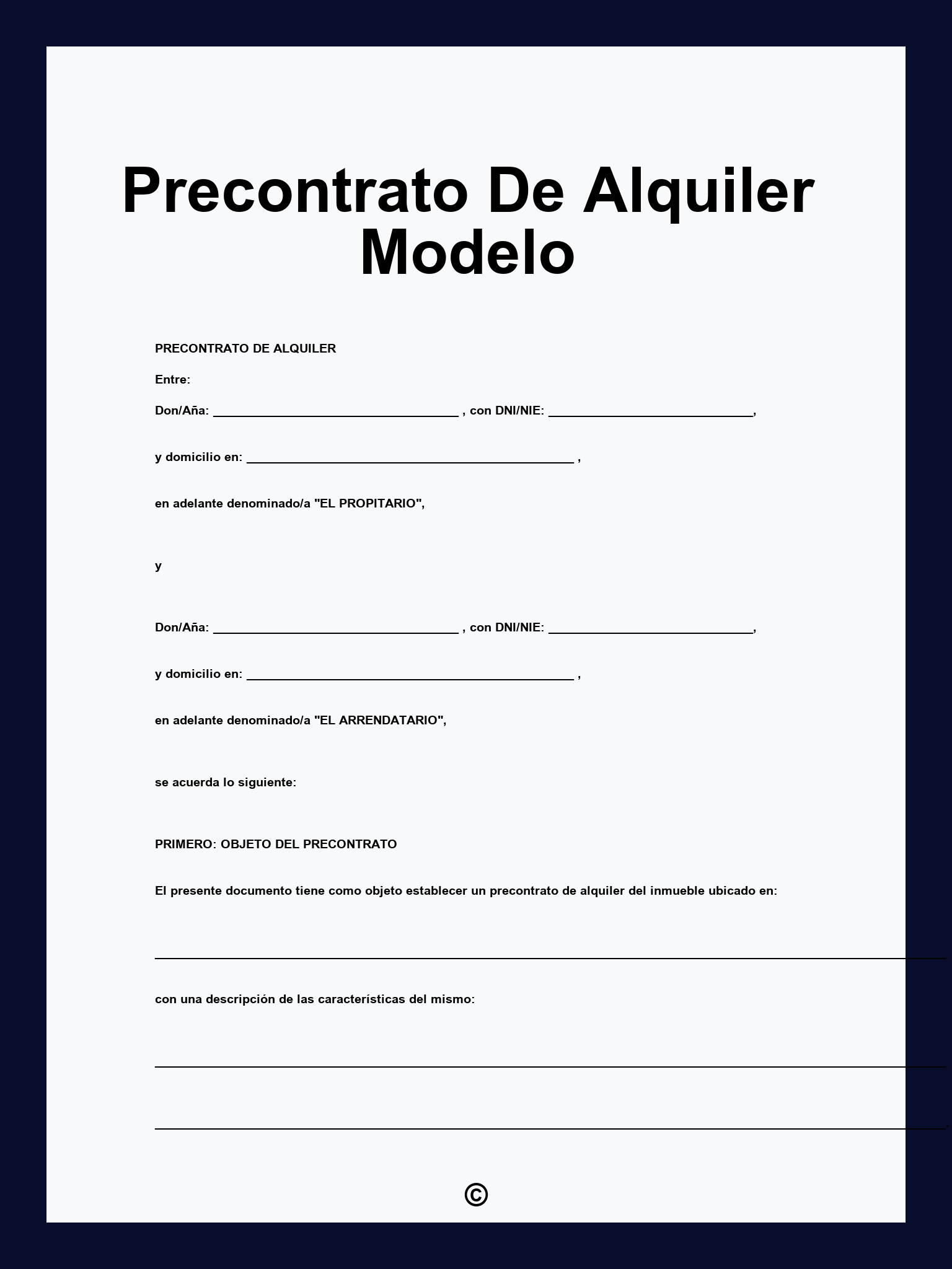 Precontrato De Alquiler Modelo