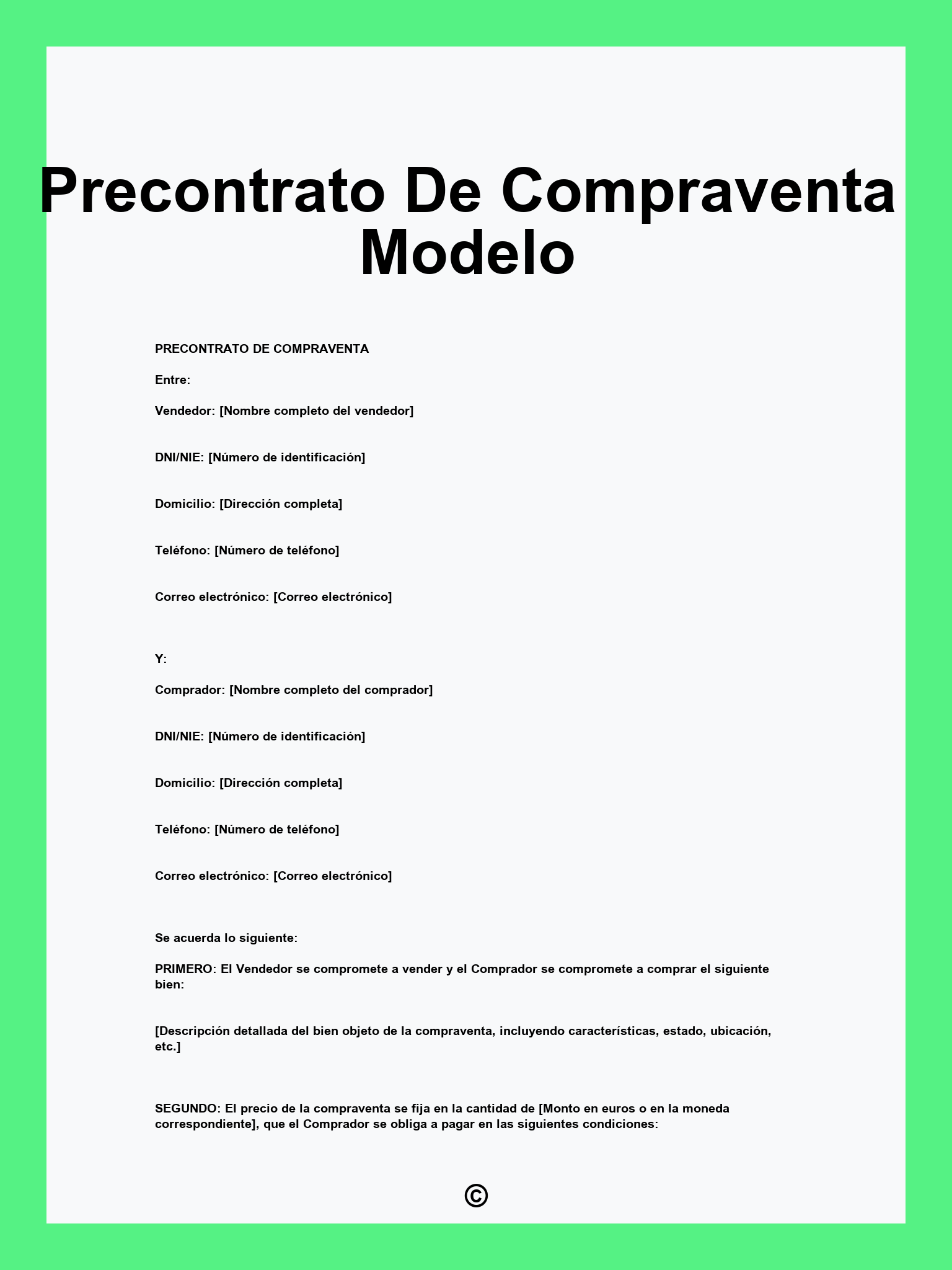 Precontrato De Compraventa Modelo